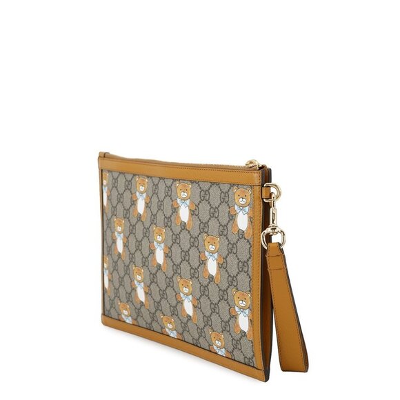 GUCCI KAI x GUCCI Teddy Bear GG Supreme Clutch Bag PVC/Leather Yellow/Beige - Picture 2 of 11